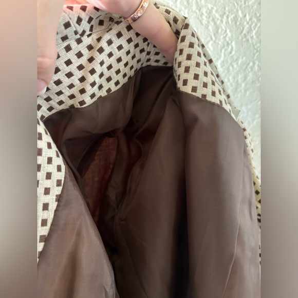 NWT Jones New York Suit Womens Blazer Jacket 2 Petite Linen Brown Gingham Career - Picture 14 of 16